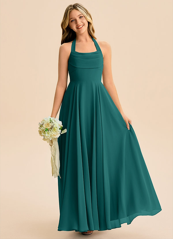 Azazie Kady Junior Peacock A-Line Sweetheart Neckline Chiffon Dress image1