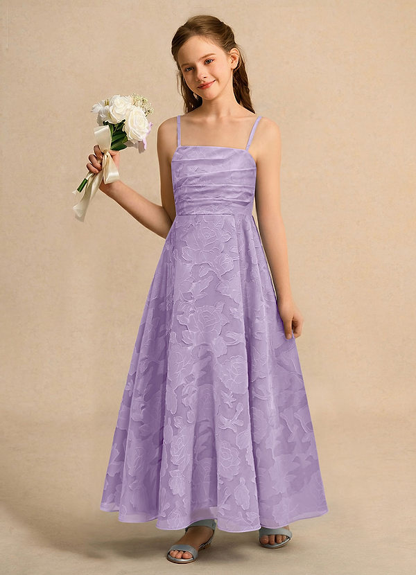 Azazie Pebbles Junior Formal Bloemenmeisjes Jurken A-Lijn Jurk van Bloemen Burn-out Geplooid Lila image1