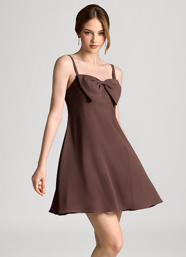 front Ganache Chiffon Bow Mini Slip Dress