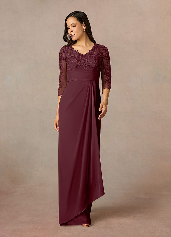 Azazie Poe Vestidos de Madre de la Novia Vestido de Cabernet de Encaje de Recto image1