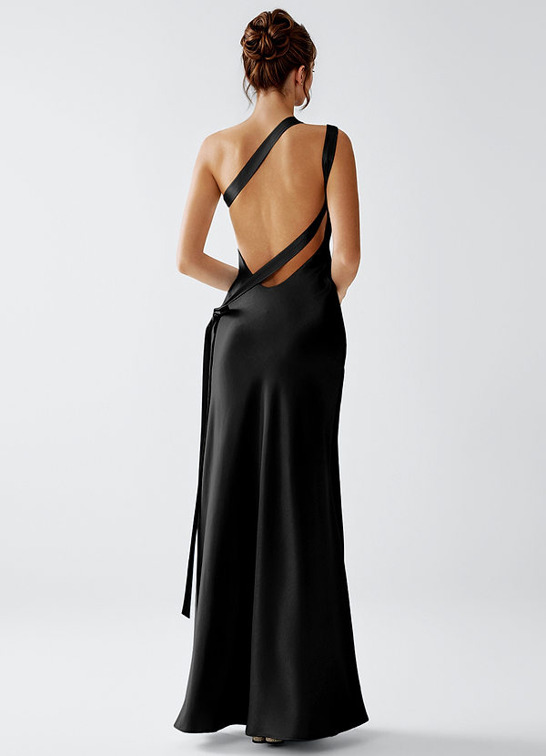 Stephanie Black Luminous Satin Maxi Dress image1