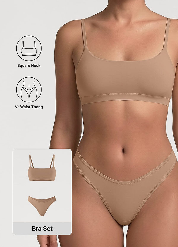 front Bare Feel BH-sæt med lav hals og upolstret vat