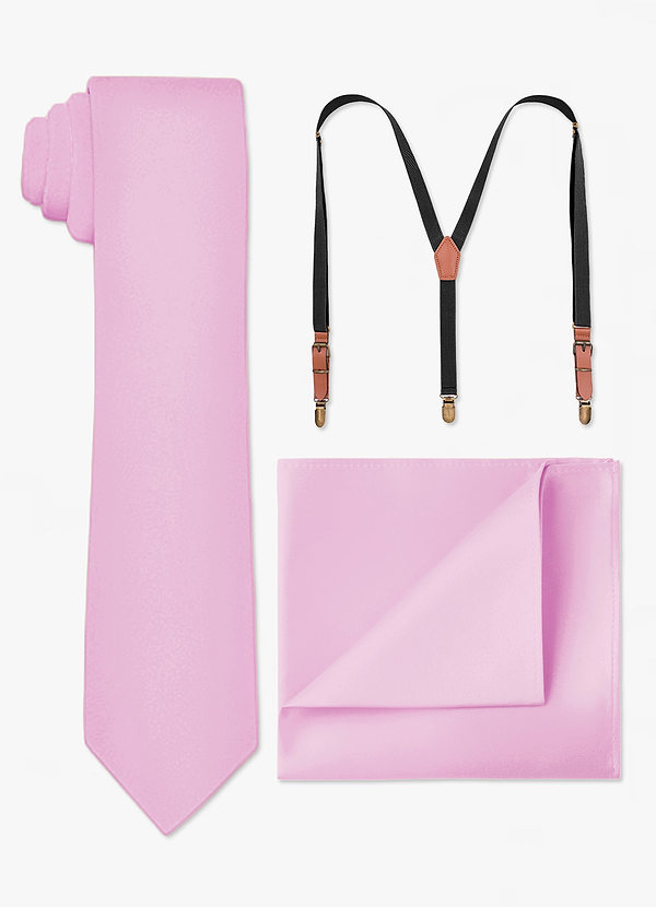 front Matching Skinny Tie & Pocket Square & Suspenders Set