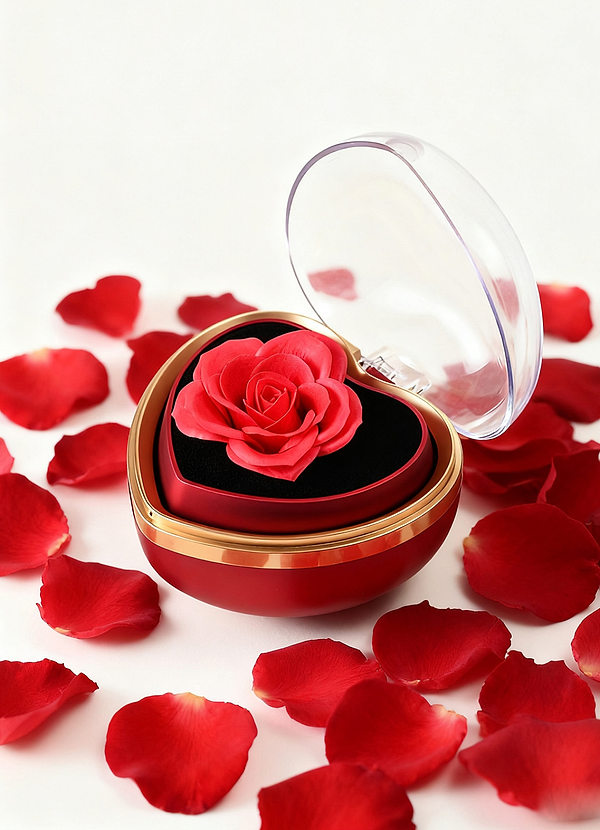 front Portagioie reversibile a forma di cuore con rosa