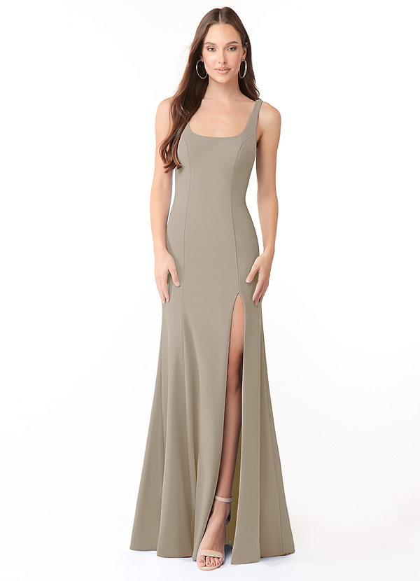 Azazie Arwen Bridesmaid Dresses Sheath Side Slit Stretch Crepe Floor-Length Dress image1