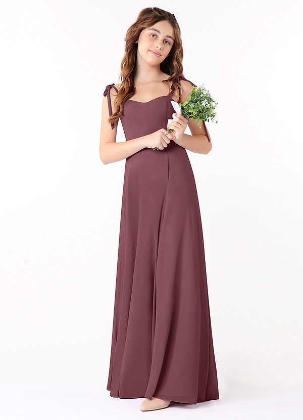 Azazie Rosey Junior Vestido de Sangrado de Gasa de Corte En A con Escote de Corazón image1