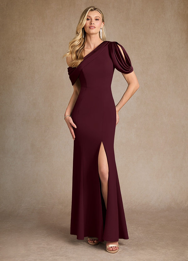 Azazie Paris Vestidos de Madre de la Novia Vestido de Cabernet de Crepé elástico de Sirena con Plisado image1