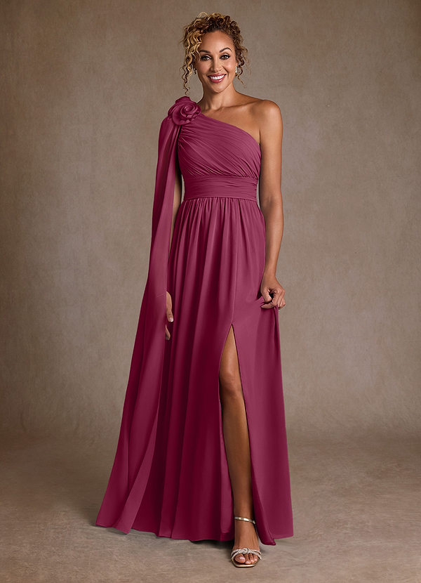 Azazie Lancaster Mother of the Brides Dresses Mulberry A-Line One Shoulder Chiffon Dress image1