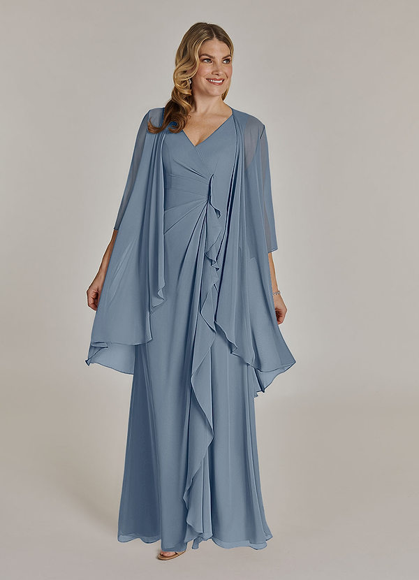 Azazie Manuella Mother of the Brides Dresses Twilight A-Line V-Neck Pleated Chiffon Dress image1