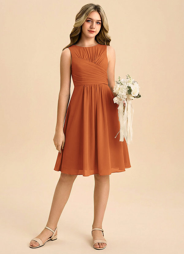 Azazie Skyla Junior Klä av A-Line i Chiffong Plisserad image1