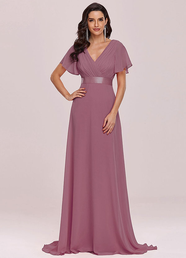 EVER-PRETTY Ruched Bodice Ribbon Waist Chiffon Dress Dresses | Azazie