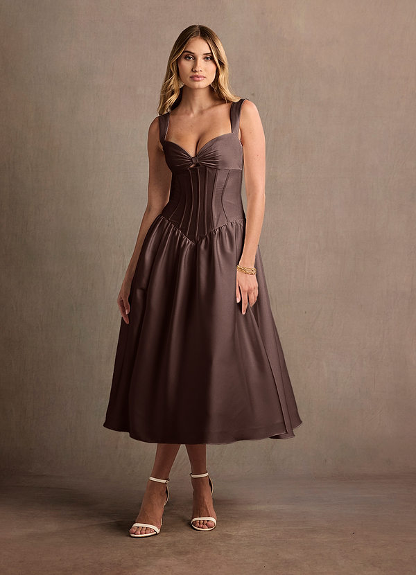 Arwen Truffle Dropped Waist Midi Dress image1