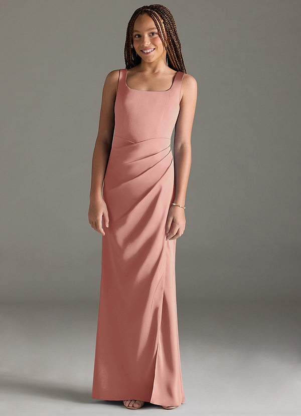 Azazie Mero Junior Vestido de Rosetón de Satén Elástico de Sirena con Plisado image1