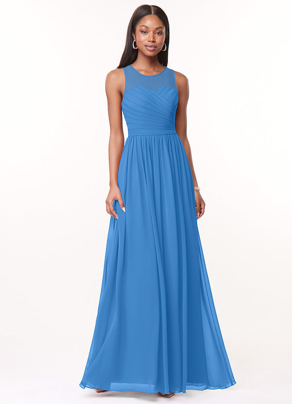 Nina A-Line Pleated Chiffon Dress