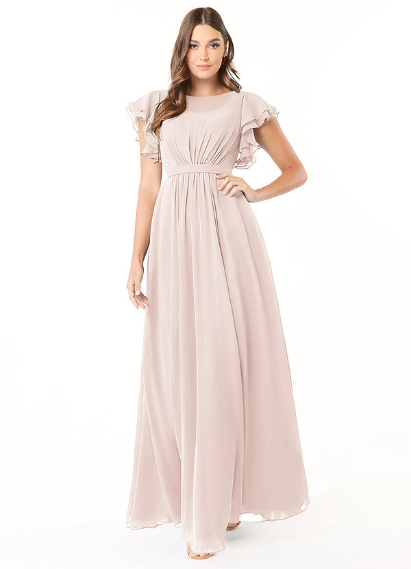 Azazie Daphne Modest Bridesmaid Dresses A-Line Ruffled Chiffon Floor-Length Dress image1
