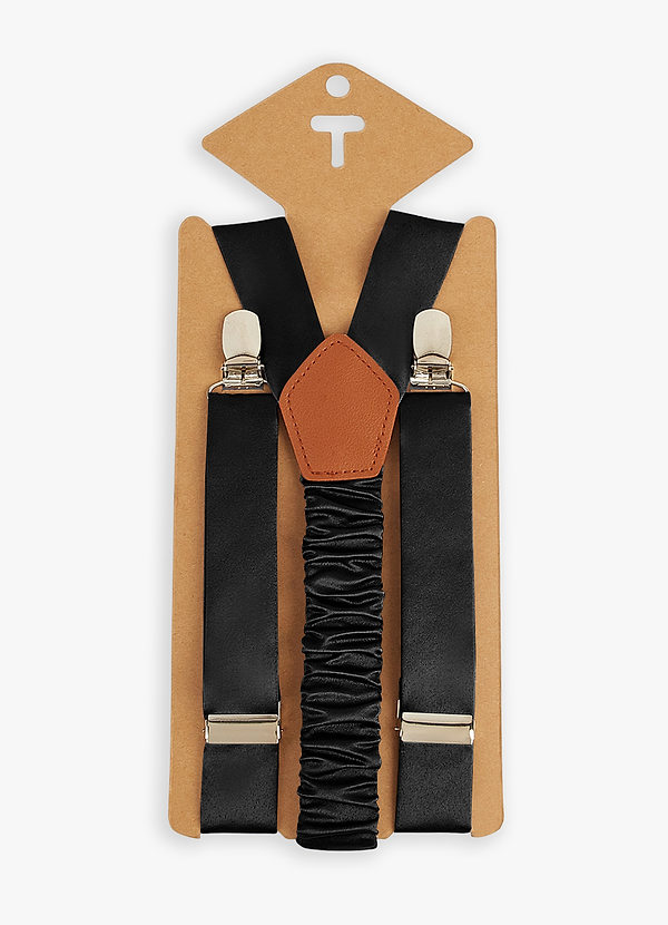 front Matching Color Boy's Matte Satin Suspenders