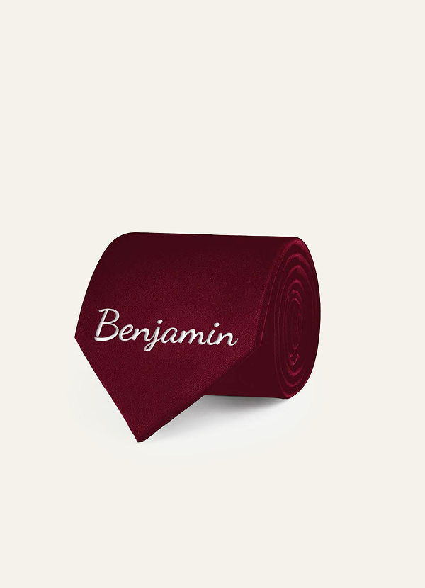 front Personalized Stretch Satin Embroidered Wide Tie