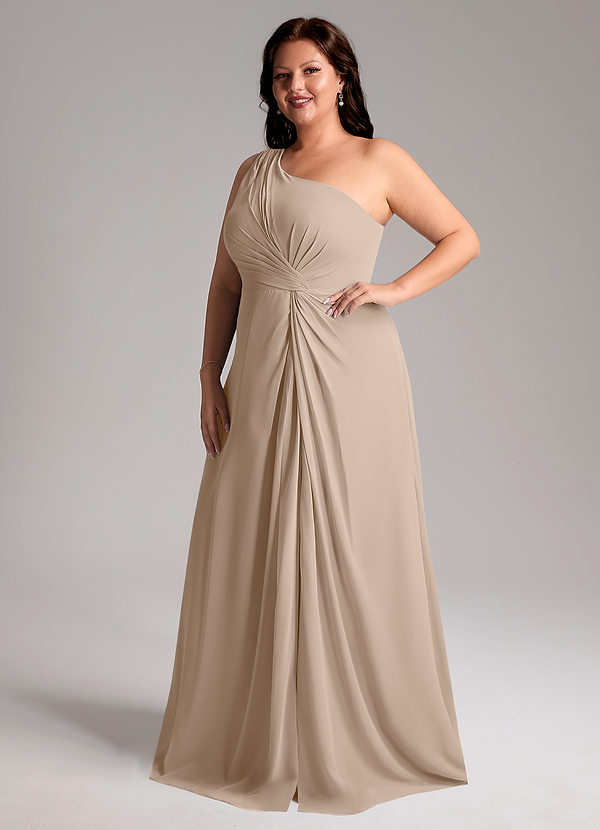 Brooke Bridesmaid Dresses Taupe A-Line One Shoulder Chiffon Dress image1