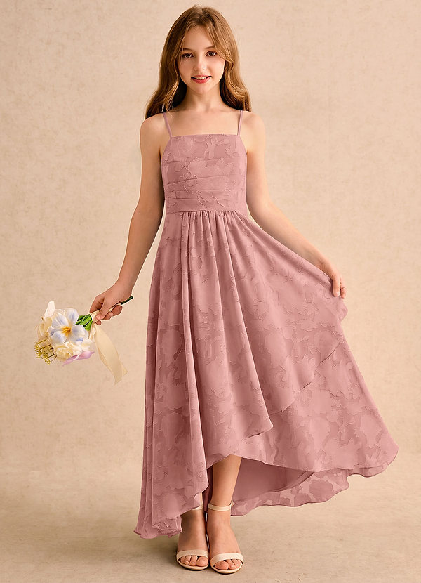 Azazie Twilight Girls Formal Sukienki dla Dziewczynki Sypiącej Kwiaty Litera A Plisowana Kwiatowe wypalenie Asymetryczny Sukienka image1