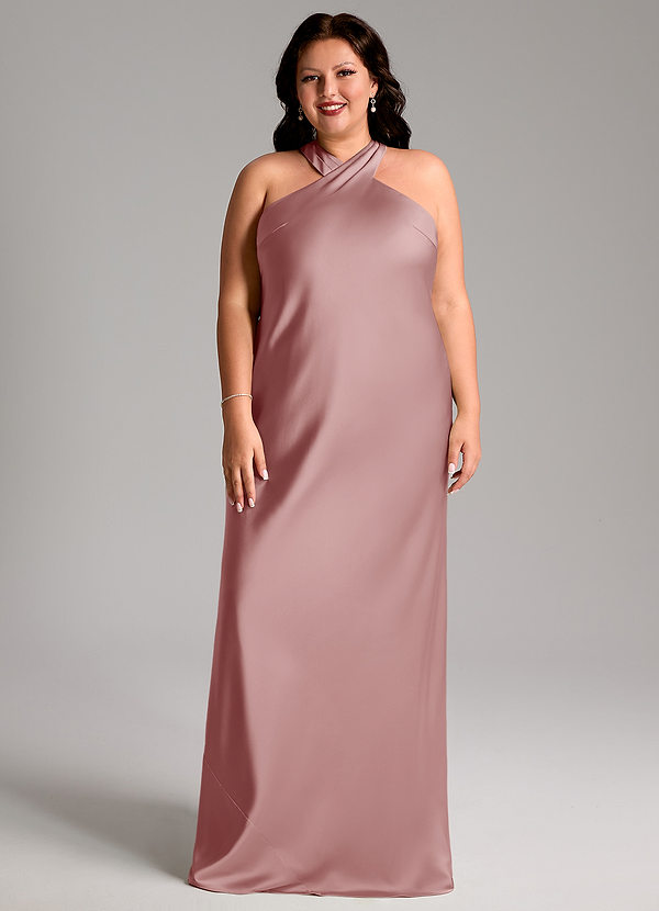 Azazie Doretta Bridesmaid Dresses Dusty Rose Mermaid Pleated Stretch Satin Dress image1