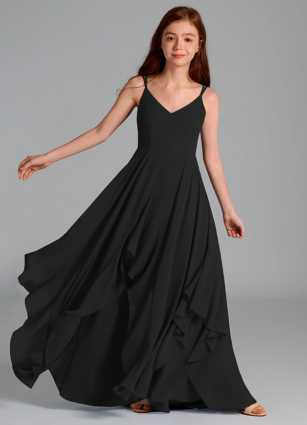 Azazie Karan Junior Abito A-Line in Chiffon Nero image1
