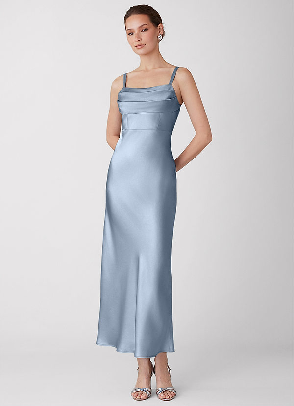Nelia Dusty Blue Luminous Satin Maxi Dress image1