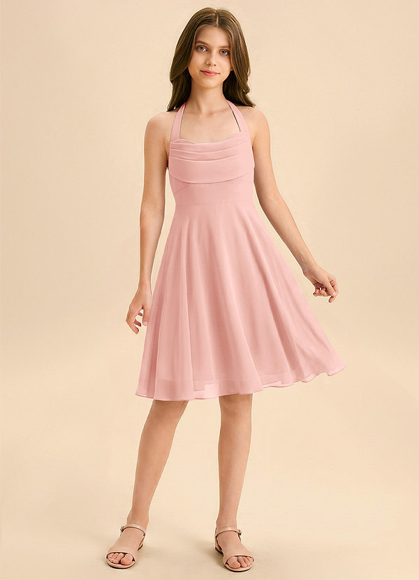 Azazie Kady Junior Rosette A-Line Sweetheart Neckline Chiffon Dress image1