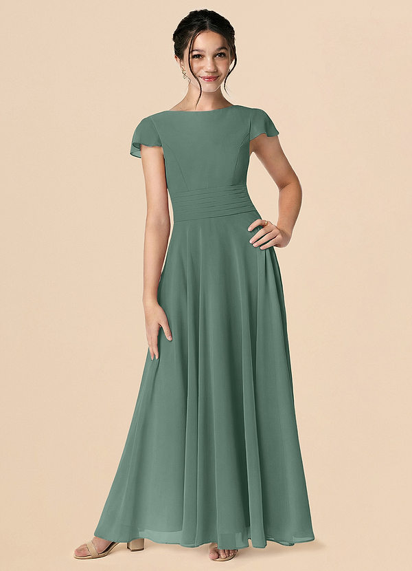 Azazie Payton Sea Moss A-Line Bow Chiffon Dress image1