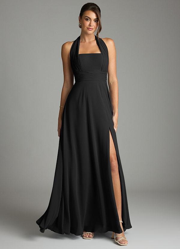 Azazie Tamira Suknie dla druhen Linia A Pofałdowany Szyfon Do ziemi Sukienka image1