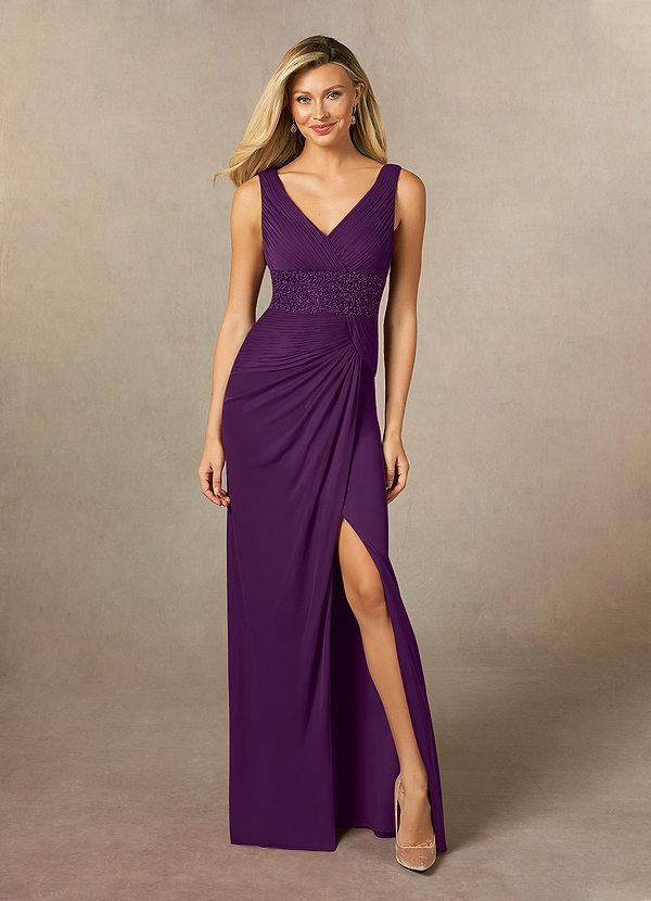 Azazie Winona Mother of the Brides Dresses Grape Mermaid Sequins Mesh Dress image1