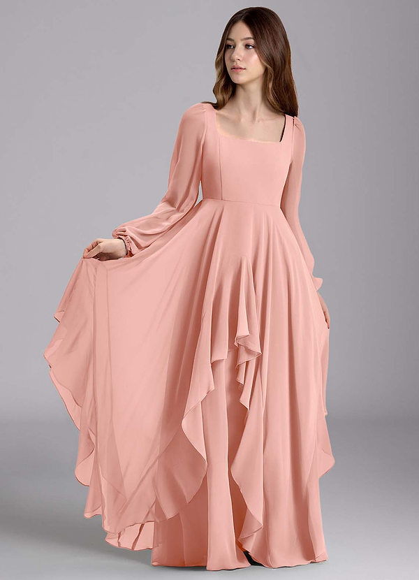 Azazie Clara Junior Robe Trapèze en Mousseline de soie Blouson Rosette image1