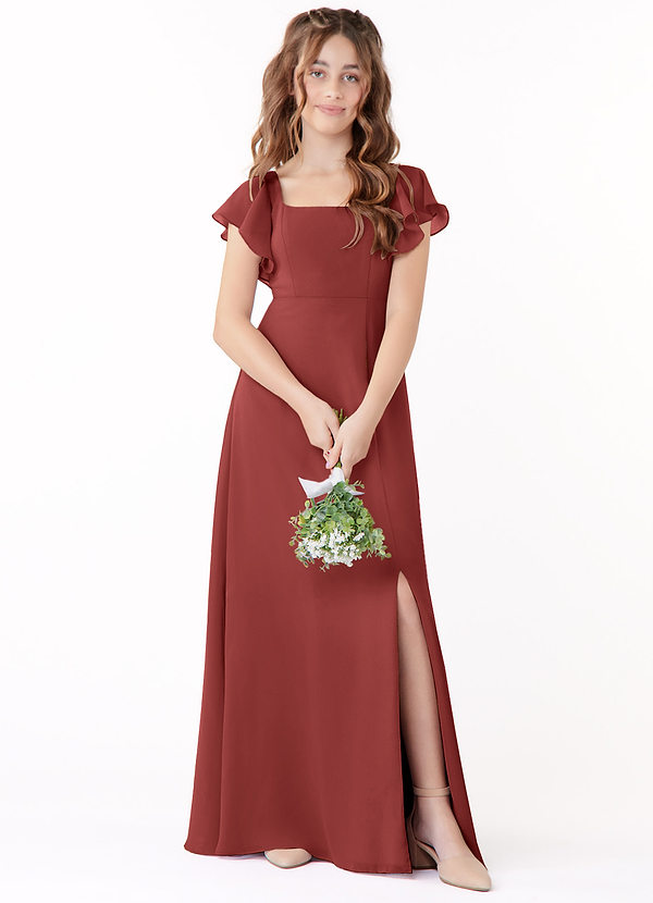 Bondi Junior Terracotta A-Line Bow Chiffon Dress image1