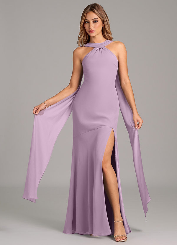 Azazie Kinsley Vestidos Dama de Honor Vestido de Glicinia de Gasa de Corte Sirena con Plisado image1