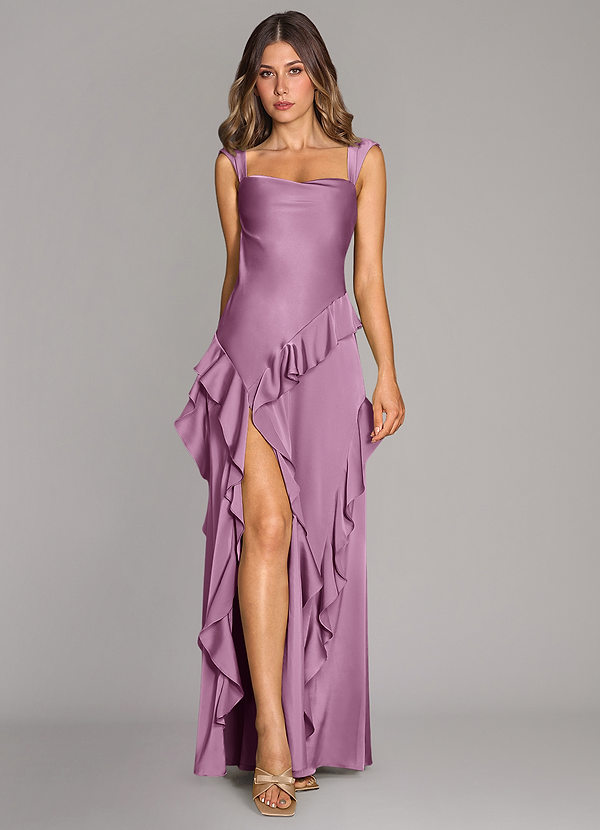 Azazie Sloane Bridesmaid Dresses Wisteria A-Line Sweetheart Neckline Stretch Satin Dress image1