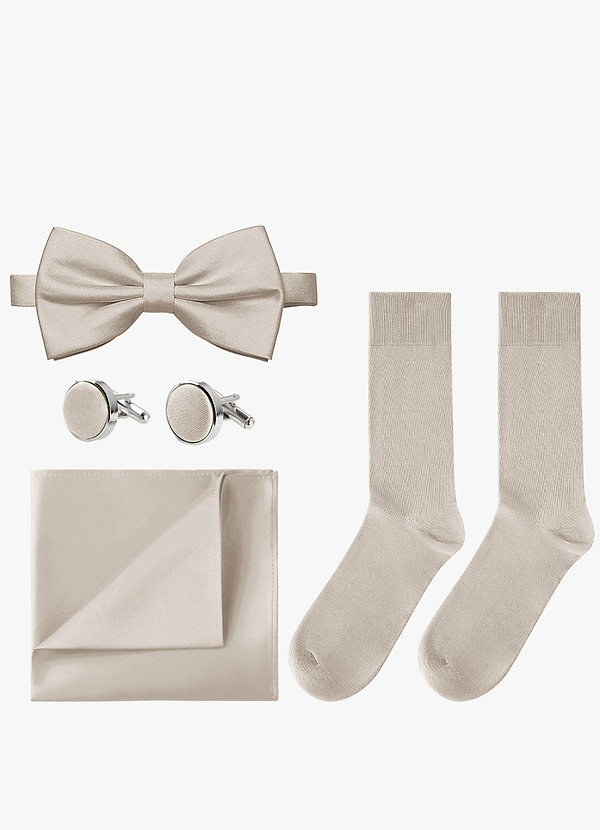 front Matching Bow Tie & Pocket Square & Cuff Links & Socks Set