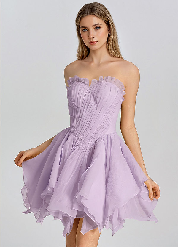 Lioraelle Lilas Robe courte trapèze en mousseline image1