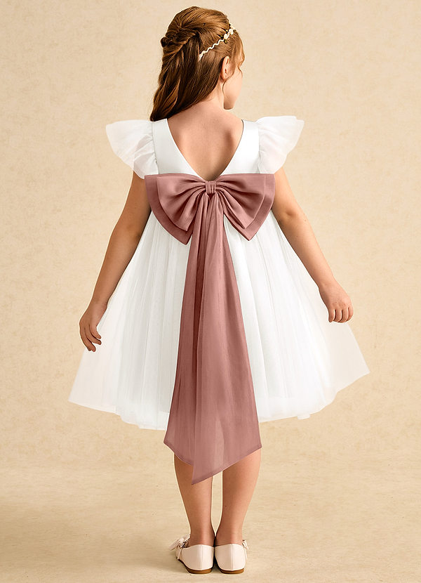 Azazie Munchkin Abiti da Ragazza di Fiori Abito A-Line in Tulle Fiocco Avorio Cedro Rosa image1