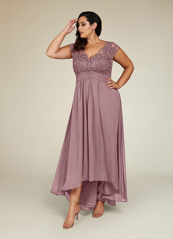 Azazie Irmeli Mother of the Brides Dresses Dusty Rose A-Line Lace Chiffon Dress image1