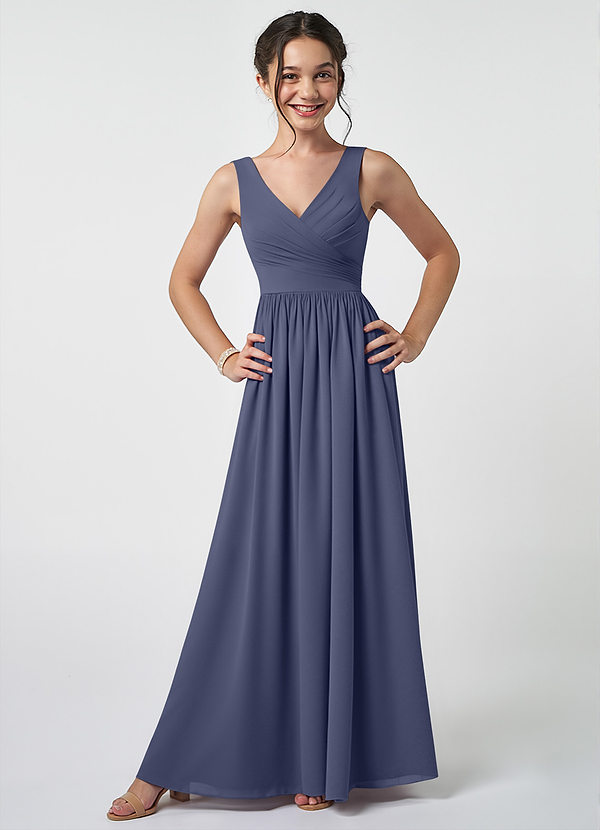 Azazie Keyla Junior Stormy A-Line Pleated Chiffon Dress image1