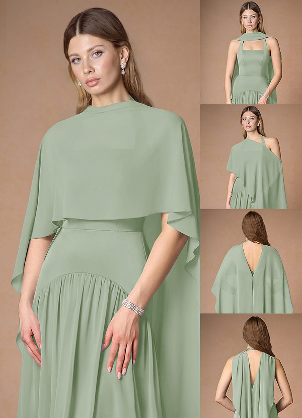 front Azazie Matching Color Chiffon Multiway Cape