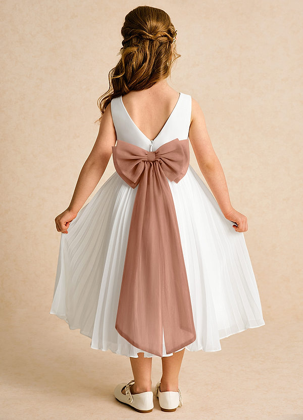 Azazie Margot Abiti da Ragazza di Fiori Abito A-Line in Chiffon Plissettato Avorio Bronzo image1