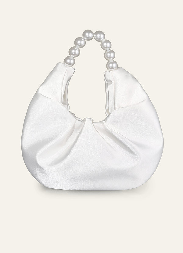 front Handtasche aus Satin mit Perlengriff und Raffungen