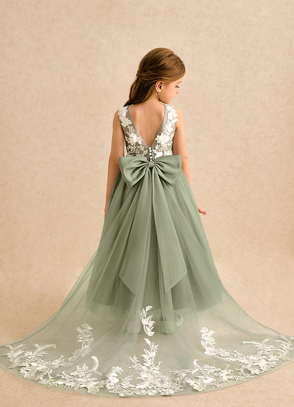 Azazie Mixie Flower Girl Dresses Pistachio Ball-Gown Lace Dress image1