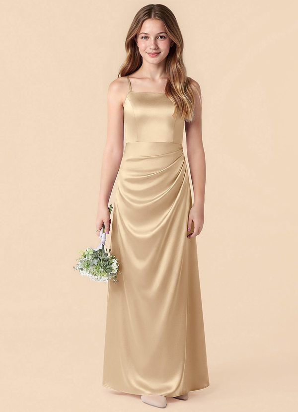 Azazie Renna Junior Meerjungfrau-Linie Plissee Stretch-Satin Kleid Champagner image1