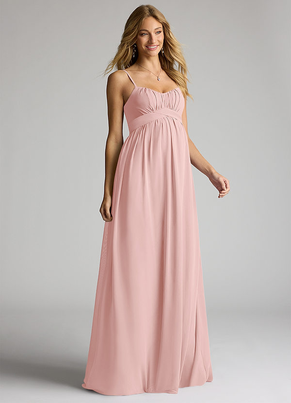 Azazie Llana Maternity Bridesmaid Dresses A-Line Chiffon Floor-Length Dress image1