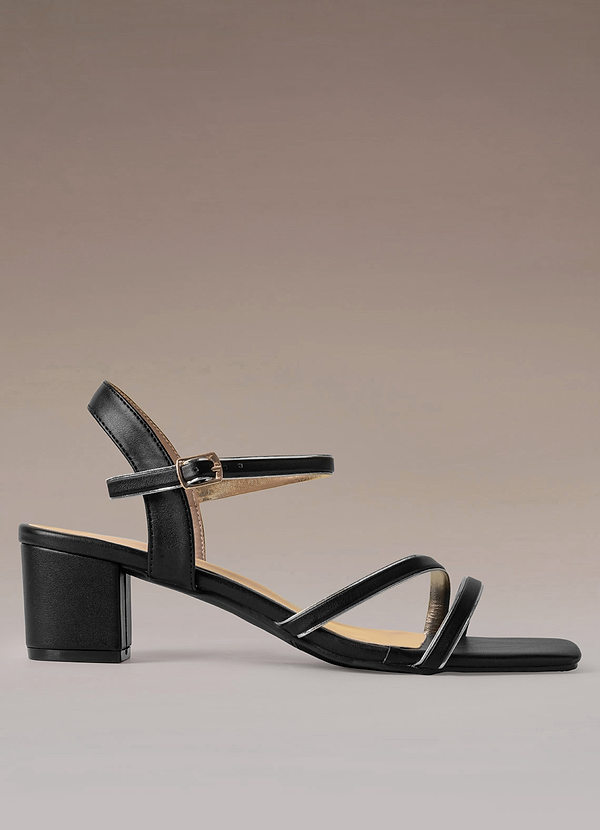 Black Ankle Strap Medium Heel Sandals Shoes | Azazie