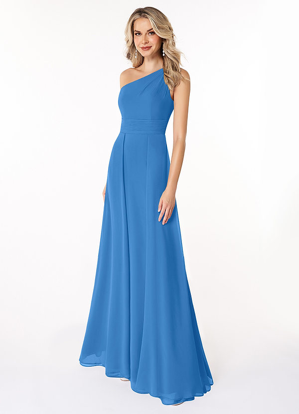 Azazie Dallas Bridesmaid Dresses Blue Jay A-Line One Shoulder Chiffon Dress image1