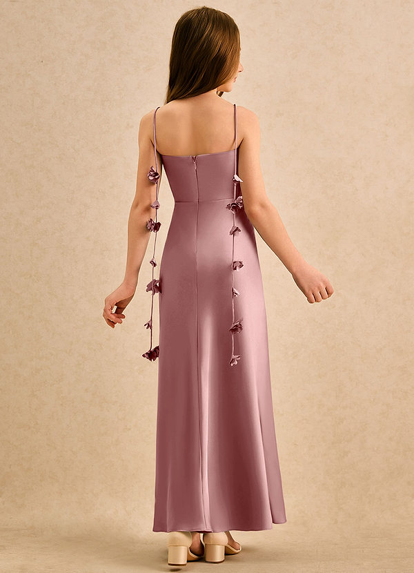 Azazie Kandi Girls Formal Sukienki dla dziewczynek sypiących kwiaty Linia A Dekolt w kształcie serca Satyna elastyczna Długość podłogi Sukienka image1