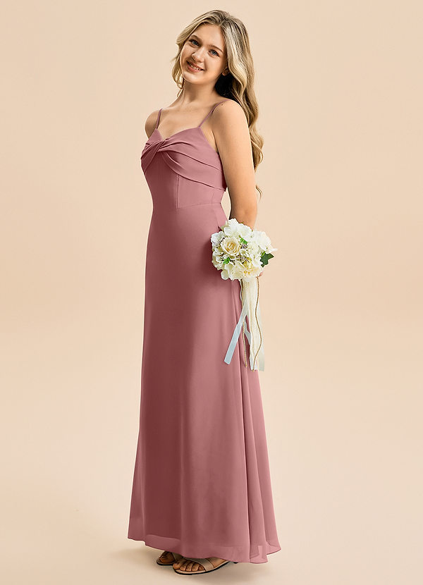 Azazie Jordyn Junior Linia A Dekolt w kształcie serca Szyfon Długość podłogi Młodsza druhna Sukienka image1