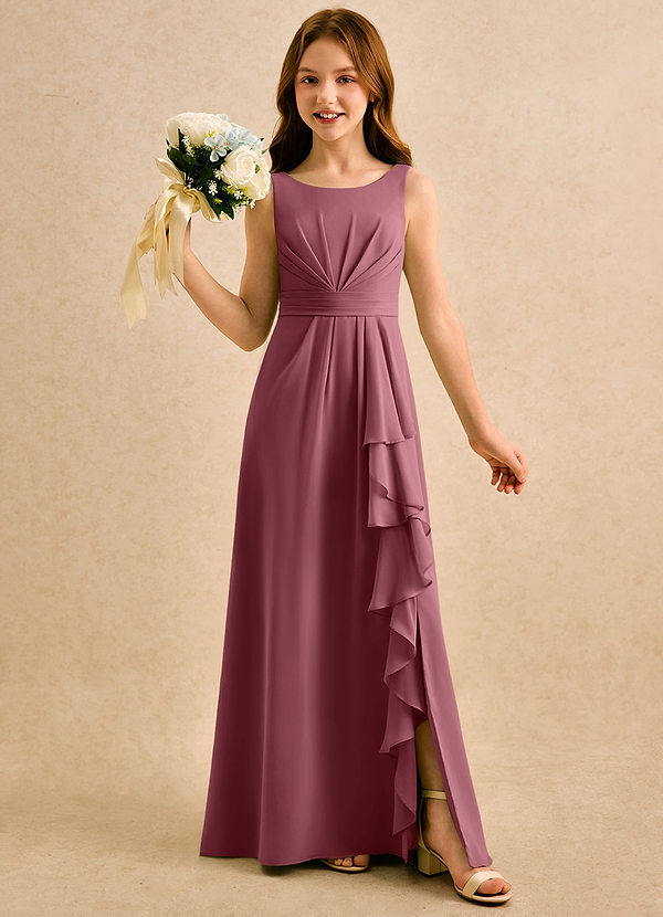 Azazie Chibi Girls Formal Flower Girl Dresses Desert Rose A-Line Pleated Chiffon Dress image1